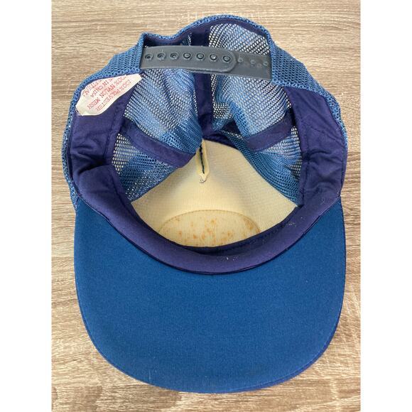 Vintage Blue Captain Snapback Hat Unisex Adjustable Nautical 80s Style - Picture 3 of 12